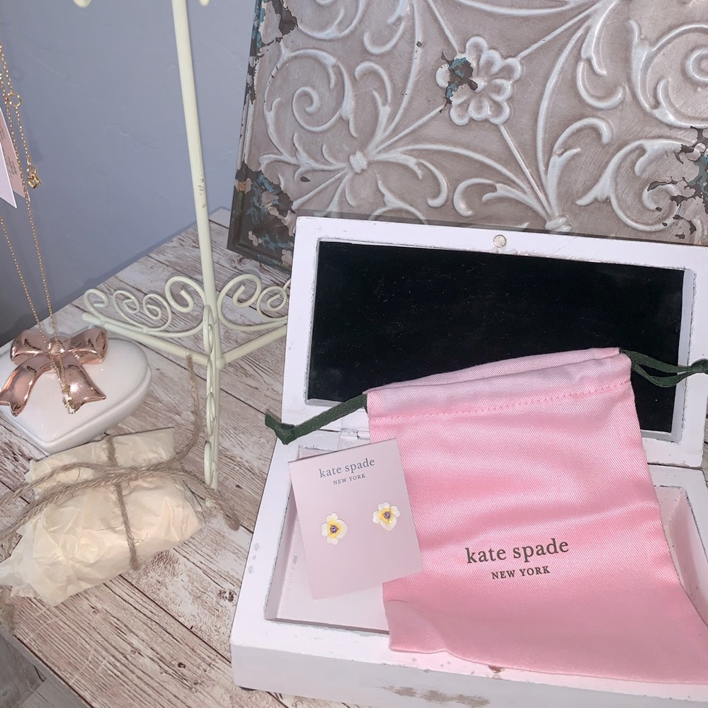 Kate Spade Precious Pansy Stud Earrings in Yellow